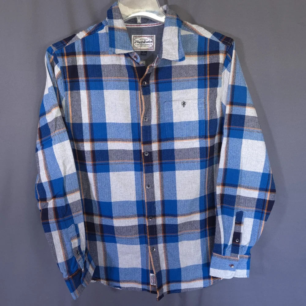 Flag & Anthem‎ Plaid Flannel Button Down Shirt Men's Size Large